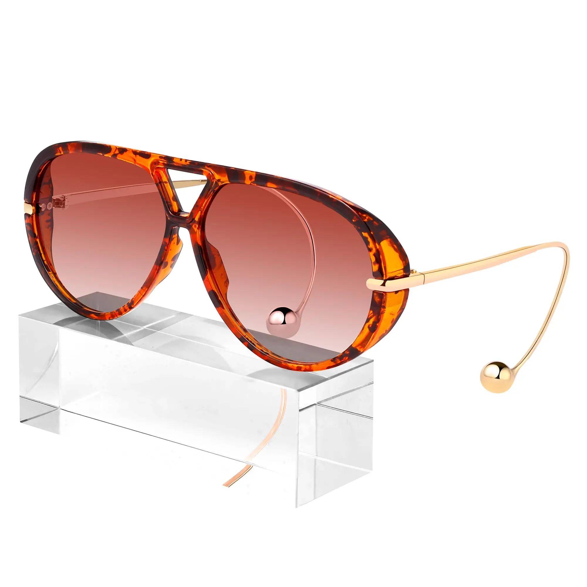 Oversized Round Aviator Sunglasses with UV400 Protection - Vintage Shield Shades 2025 Luxury Trend! Vintage 70s Oversized Aviator Sunglasses  main image 3