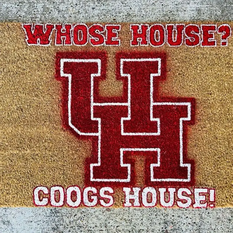 U of H Custom Door Mat - Whose House Coogs House