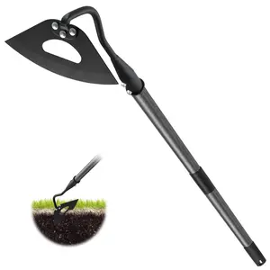 Hardened Hollow Hoe with Adjustable Handle -Heavy Duty Garden Hoes for Weeding Loosening Soil Digging Planting Ridging, Handy Hoe Garden Tool