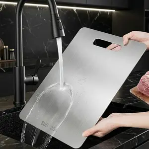 Large Heavy-Duty 304 Stainless Steel Cutting Board, Multi-Purpose Double-Sided Chopping Board for Meat & Vegetables, Non-Slip Metal Kitchenware for Baking & Dough Rolling (1 Pack)