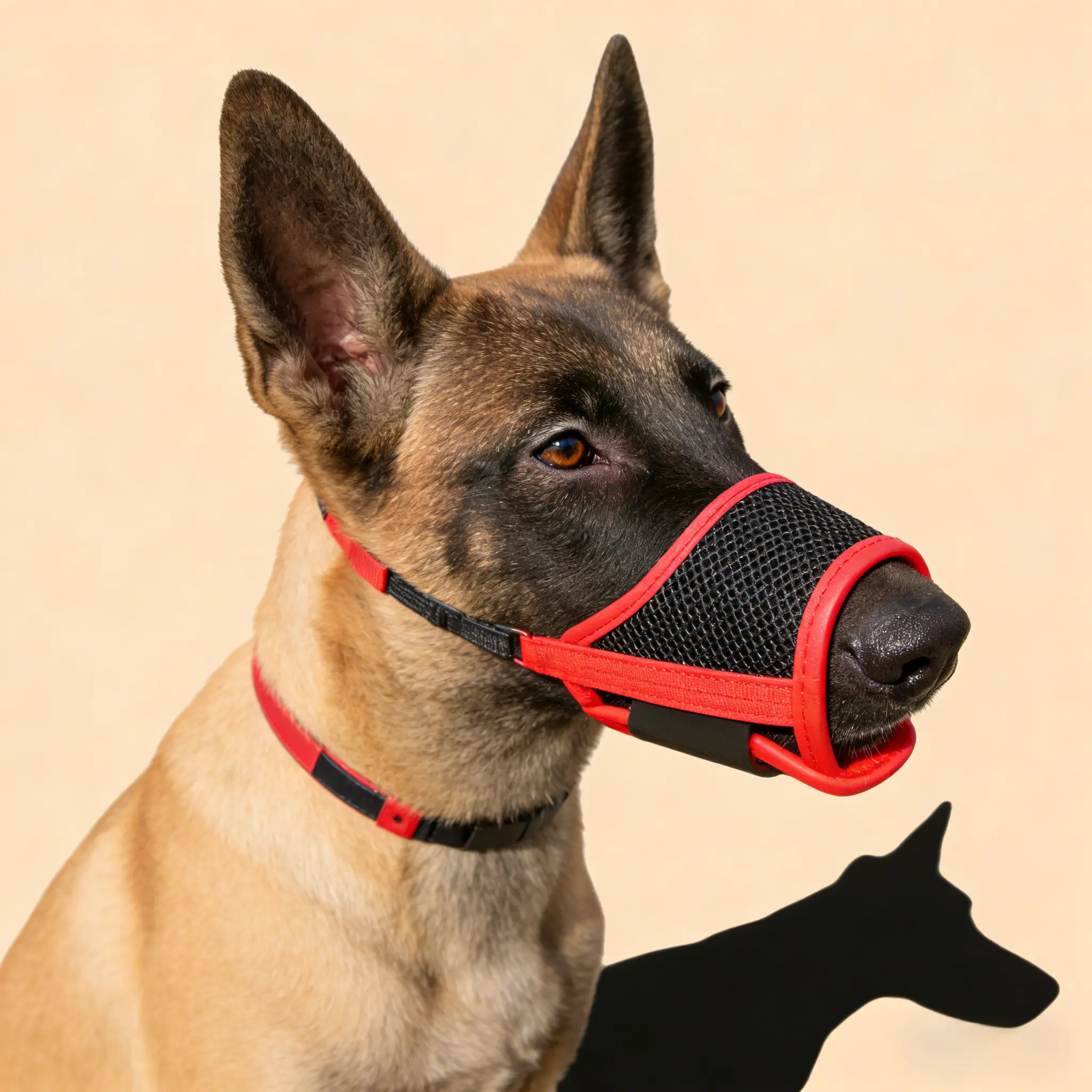 Breathable Nylon Dog Muzzle - Humane, All-Seasons Design with Air Mesh, Resin Accents, Hook-and-Loop Fastener, Drinkable, Adjustable for Small-Medium-Large Dogs, Bite Prevention, Easy to Wear and Clean (Behavior Control)