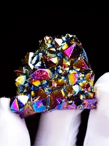 1pc Quartz Crystal Rainbow Titanium Cluster Mineral Specimen, Titanium Aura Quartz, Rare Electroplating Quartz Crystal Cluster, Rainbow Aura Amethyst Cluster, Natural Crystal