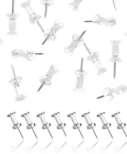 Push Pins Tacks, Clear Plastic , Steel Point, Push Pins 600 Count, Standard Clear Thumb Tacks Steel Point and Clear Plastic