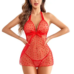 Avidlove Lingerie for Women Lace Chemise Negligees Exotic Nightgowns Halter Nighties Sheer Mesh Nightwear