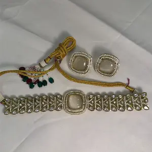 Stunning Mozzanite Chokker Set with Studs and Minni Zirconia Sleek Piece for Elegant Looks