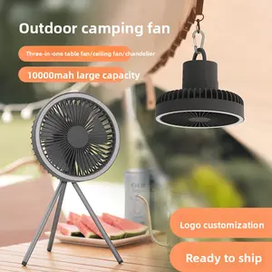 Tripod Outdoor Fan Portable Camping Tent Small Ceiling Fan Light Wireless usb Charging Camping Fan