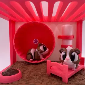 Guinea Pig Cage with Guinea Pig Options 3D Printed Desk Ornament, Vibrant Design, Ideal for Imaginative Play, Storytelling, Interactive Play, and Decoration Set