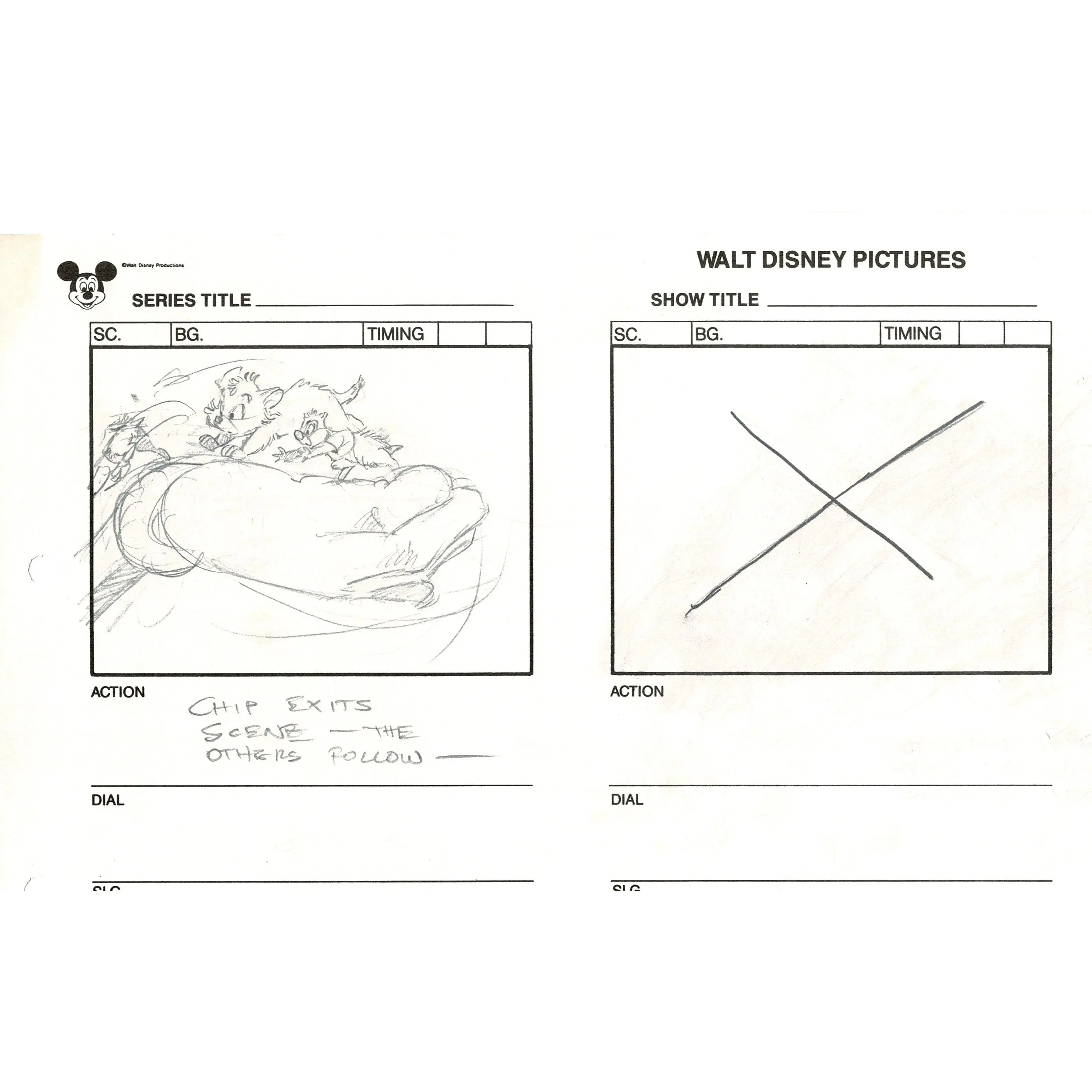 Chip n Dale Rescue Rangers Original Production Animation Storyboard Walt Disney FIRST EPISODE 1988 A135