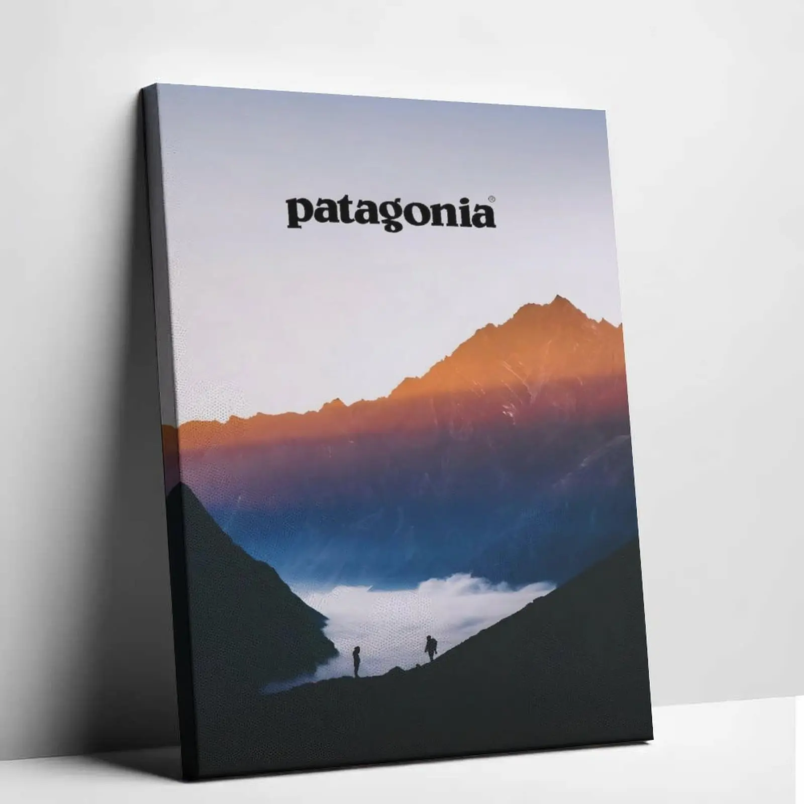 Patagonia Mountain Adventure Poster, Sunrise Alpine Landscape Canvas Print, Vintage Hiking Wall Art for Bedroom, Cabin and Office Decor