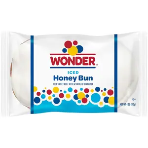 Wonder Iced Honey Bun 4oz – Individually Wrapped Cinnamon Pastry Snack 6 Count