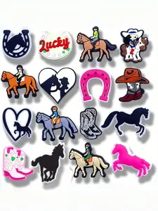 16-Piece Denim-Themed Jewelry Set, Shoe Charms & Bag Accessories, Detachable DIY Accessory, Ideal Gift for Horse Lovers