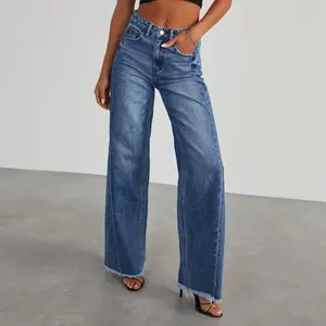 New Year Women’s Casual Baggy High-Waist Stretch Denim Wide-Leg Jeans