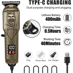 Cordless Professional Hair Clipper for Men, Zero-Gap T-Blade Trimmer with Detail & Fading Guide Combs, USB Fast Rechargeable All-in-One Grooming Tool for Hair, Beard, Mustache & Body Hair, Precision Home Barber Kit