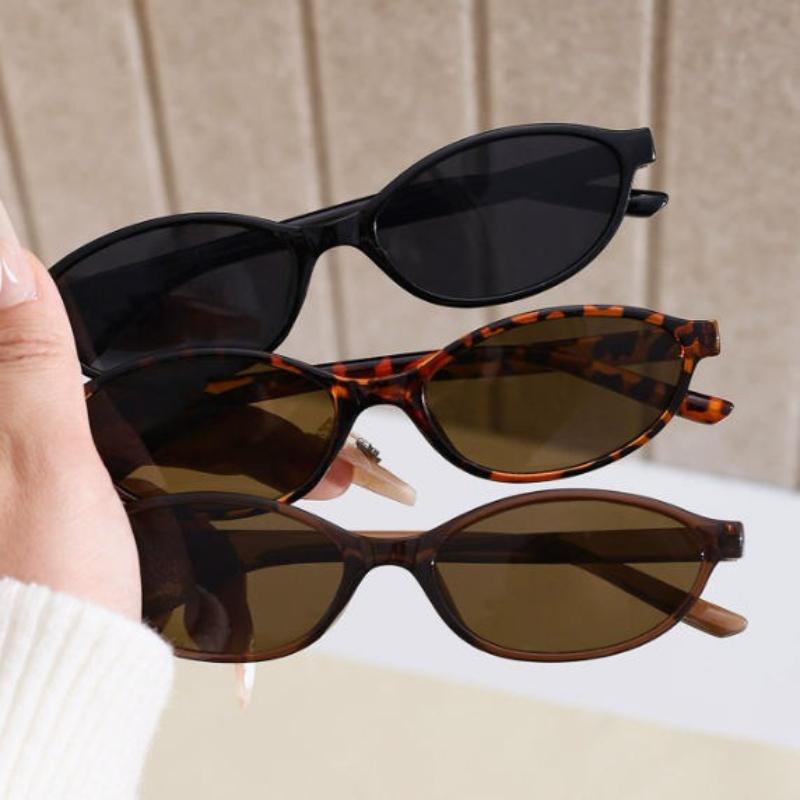 Y2K Retro Oval Cat Eye Sunglasses Women Narrow UV Trendy Eyewear