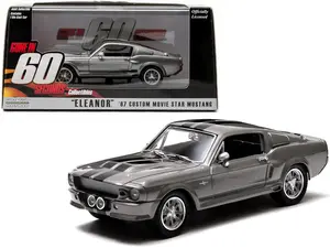 1967 Ford Mustang Custom "Eleanor" Gray Met. w/ Black Stripes "Gone in 60 Seconds" (2000) Movie 1/43 Diecast Model by Greenlight