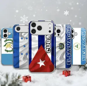 Glass Smartphone Case - Cuban Flag Print Multi-Size Mobile Accessory, Protective Cover Compatible with iPhone 11,12,13,14,15,16,17 Plus, Pro, ProMax
