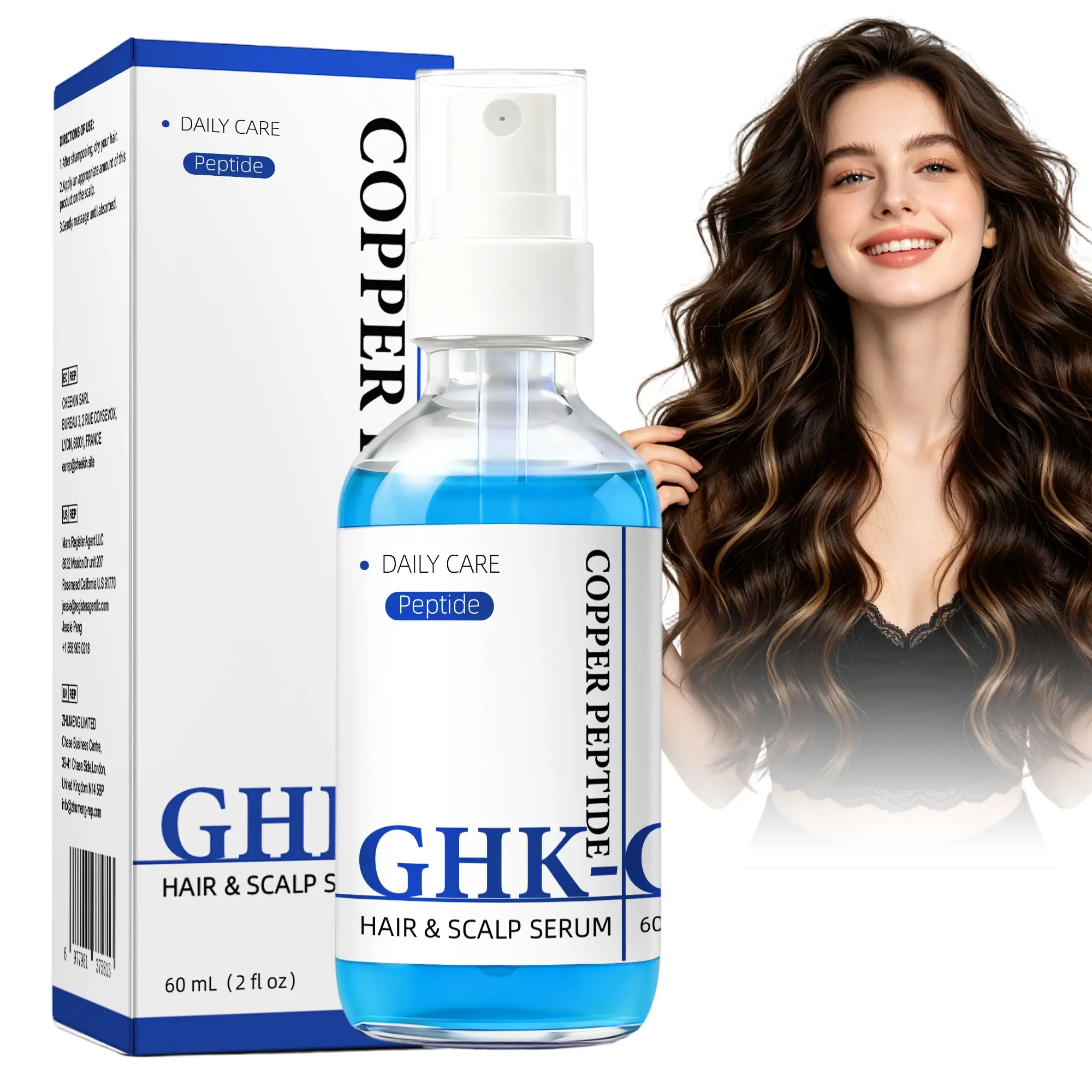 GHK-Cu Copper Peptide Hair Growth Serum Liquid - Cruelty-Free Haircare, Lightweight Follicle Vitality Support, Strengthening Treatment, 60 ml Daily Adult Use Hair Oil
