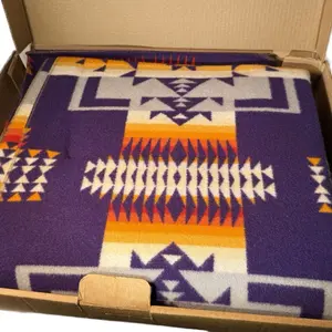 Chief Joseph Jacquard Shawl. purple wool Pendleton never used  68”X68”