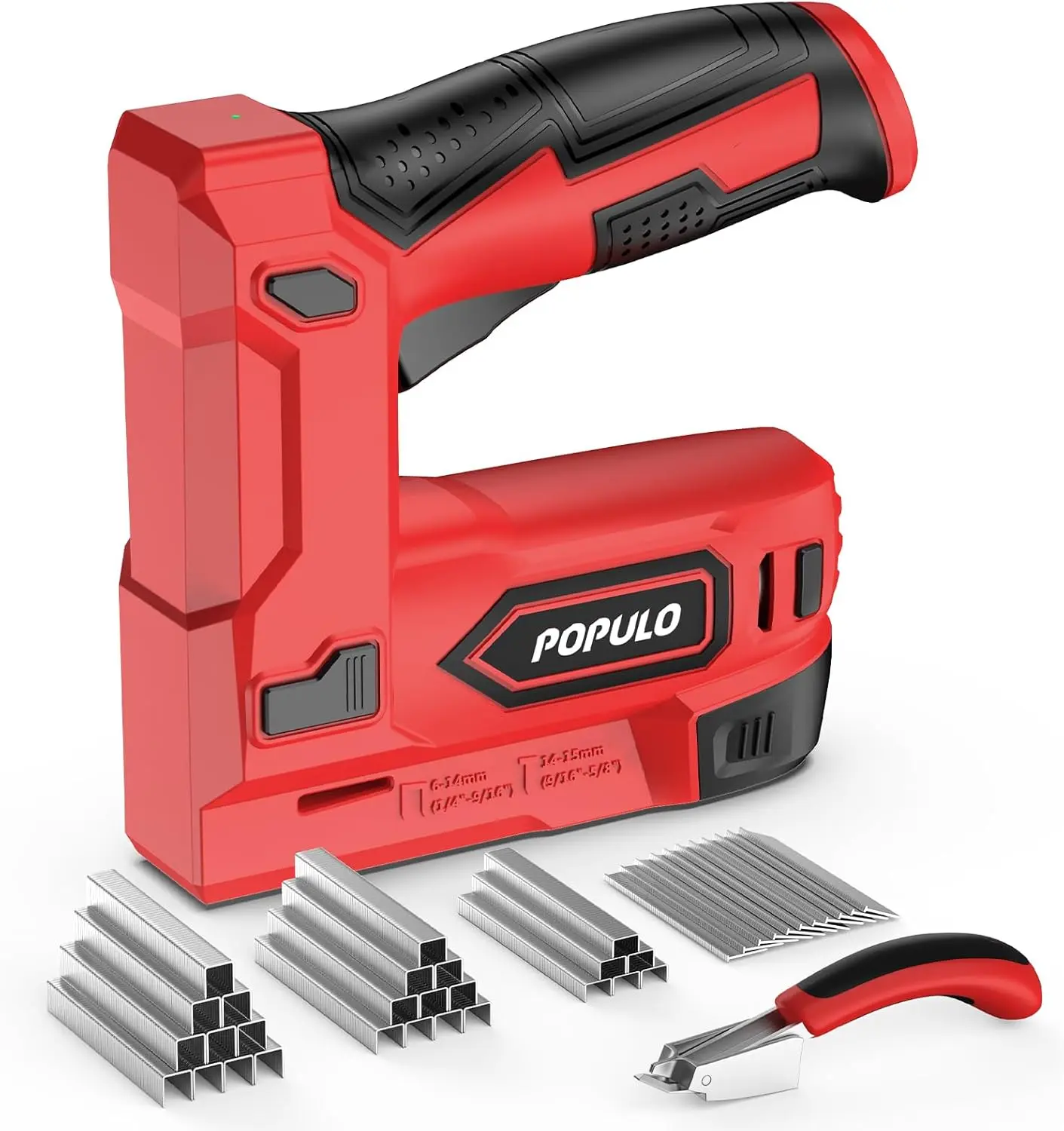 Electric Staple Gun, 4V Battery Powered Staple Gun, 2-in-1 Electric Stapler & Brad Nailer with 2600 &, USB-C for Upholstery, Wood, Crafts & DIY, Red
