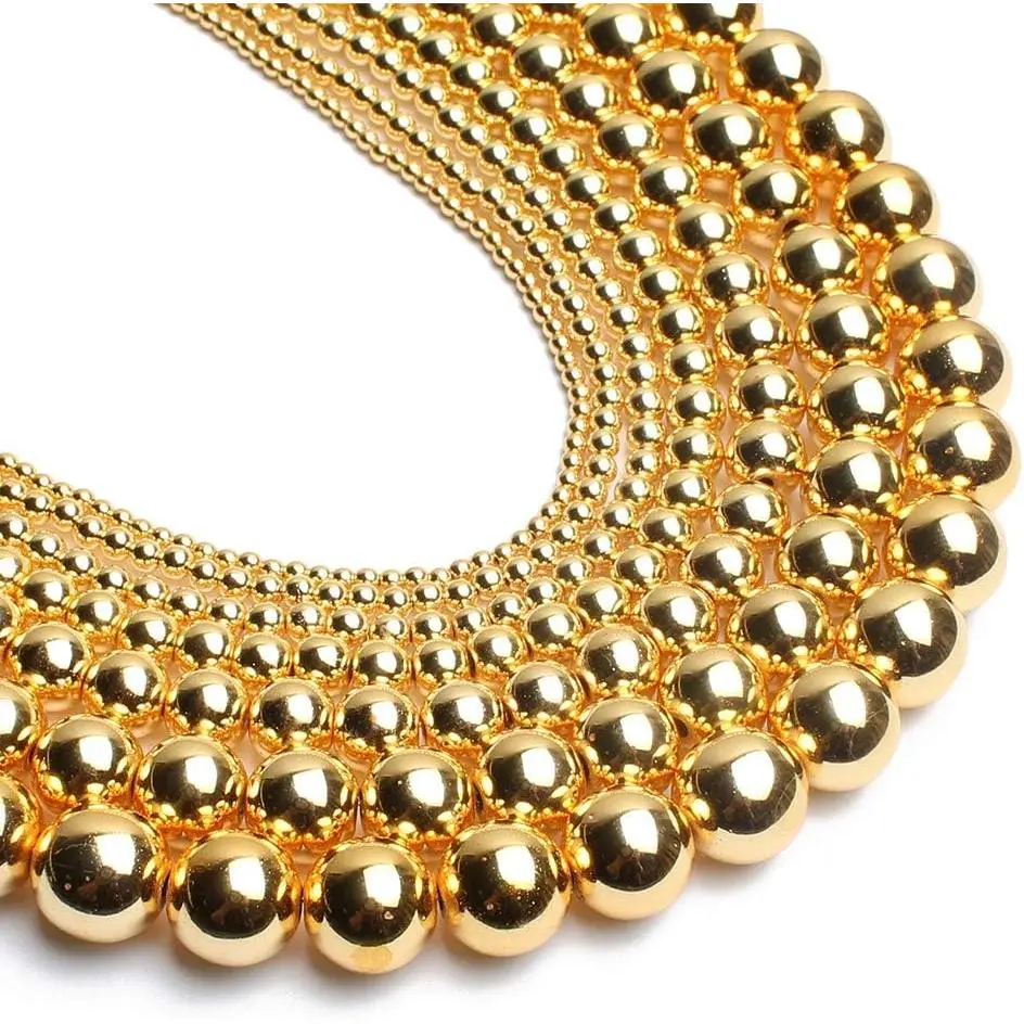 18K  Hematite Beads Round Loose Beads for  Making DIY Bracelets and Necklaces 4mm/95pcs