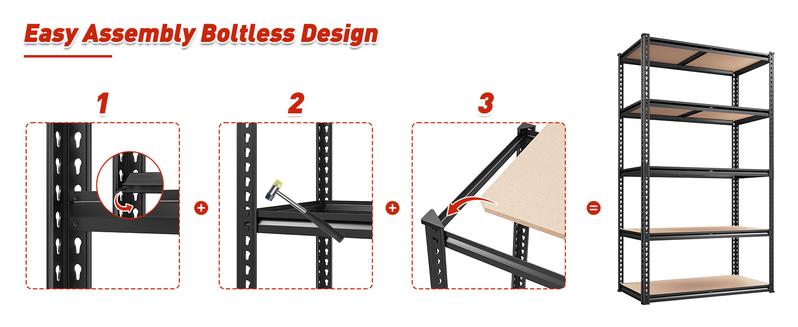 Raybee Furniture 72" H Garage Shelving,Heavy Duty 2000 LBS Storage Shelves,Adjustable 5 Tier Metal Shelf Utility Rack for Garage Basement Pantry Kitchen Organiser