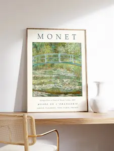 Claude Monet Poster, Bridge over a Pond of Waterlilies, Monet Print, Vintage French Home Decor, Floral Print, Floral Decor,