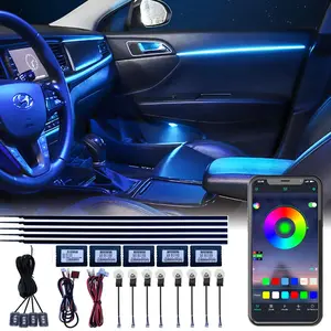 18in1 RBG 64 Color Car Ambient Lights Interior Acrylic Strip Light Guide Fiber Optic Interior Decoration Atmosphere Lamp Led Lights