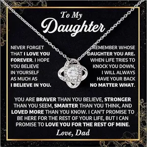 Daughter Gifts From Dad, To My Daughter Necklace From Dad, Daughter Necklace, Love Knot Necklace, Father Daughter Necklace, Birthday Gift, Gift For My Daughter, Christmas Gift To Daughter From Dad