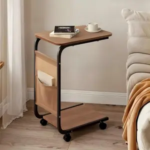 Adjustable C-Shaped Solid Wood Side Table