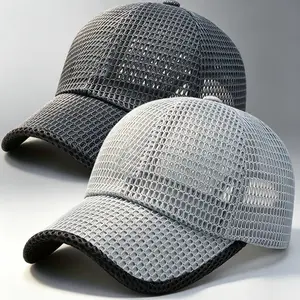 2pcs Men's Adjustable Snapback Hats - Breathable Mesh Trucker Caps, Wide Brim, Sunproof, Lightweight, Comfortable, Trendy Street Style with Diamond-Like Bride Crown, Sash Bandana Knit for Outdoor Sports, Everyday Outfits