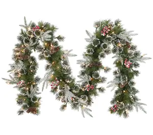 Puleo Pre-Lit 9'x10" Decorated Christmas Garland w/100 Lights