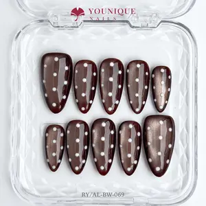 Younique Nails | 10PCS 100% Handmade Press-On Nails | Reusable Colorful Art acrylic stylish 3D