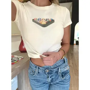 Pool Table Graphic Baby Tee, Coquette Aesthetic Graphic Tee, Retro Y2K Style