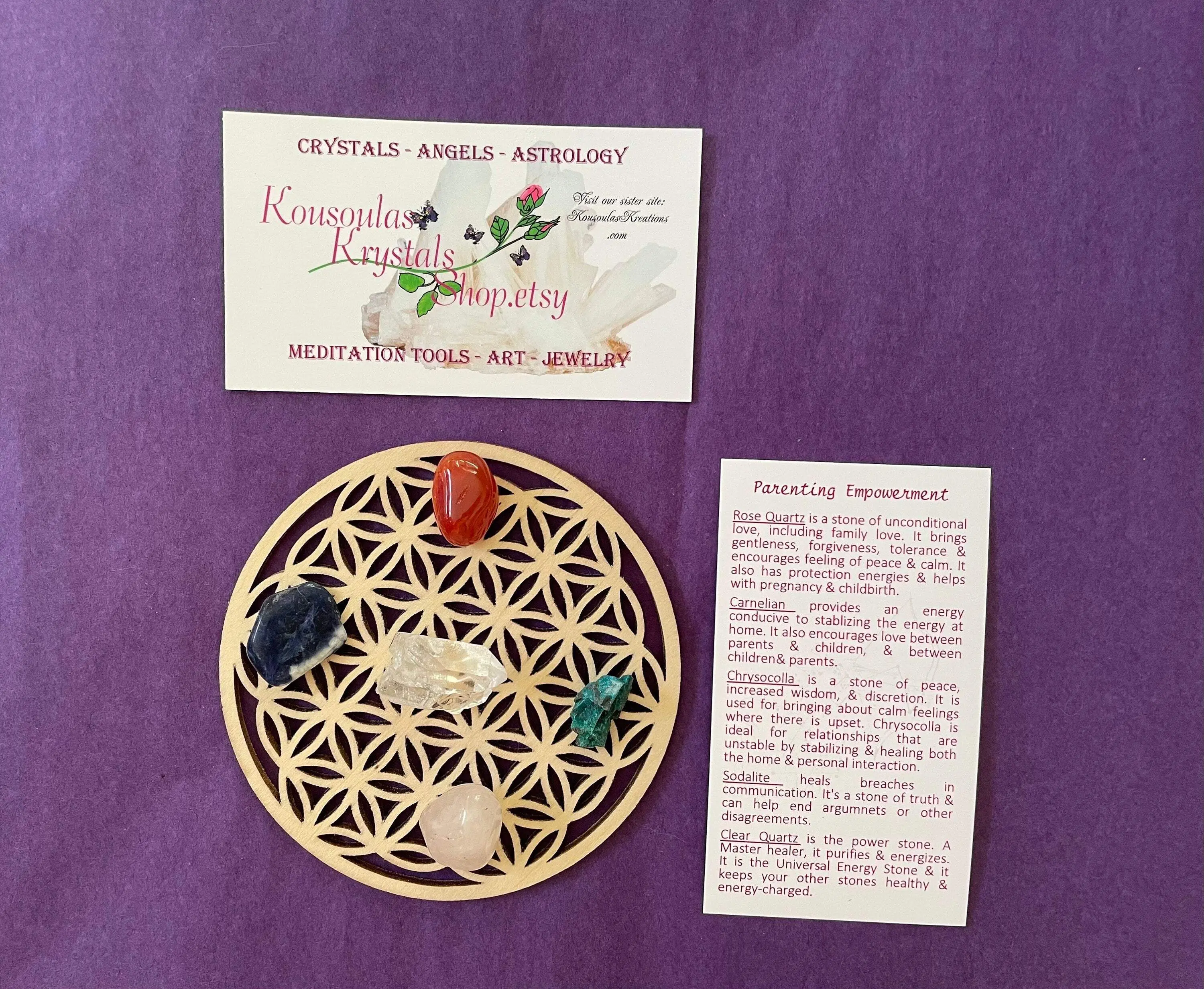 Let’s just admit it, the struggle is real!  This unique Parenting large stones crystal set & grid will assist with parenting and pregnancy!