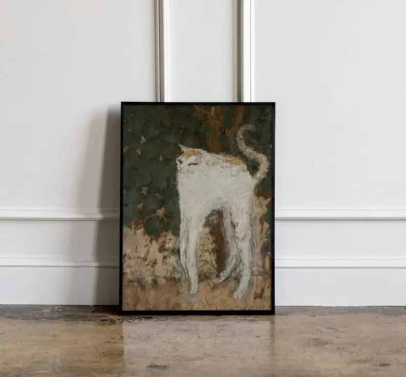 White Cat Poster Pierre Bonnard Inspired Vintage Cat Art Print Wall Decor