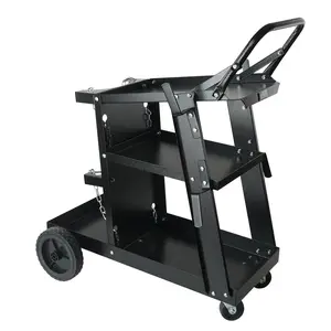 Welding Cart, 3-Tier Welder Cart Heavy Duty with 400 Lbs Weight Capacity, 360 °   Swivel Wheels, Tank Storage Safety Chains, Rolling MIG Welder Cart for TIG, ARC, MMA, Plasma Cutter Welding Machine