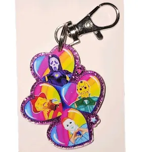 Colorful Horror Hearts / Halloween Acrylic Keychain/ Bag Charm Clip/ Smartphone Cellphone Charm- Cute and Versatile Accessory for Keys or Bags