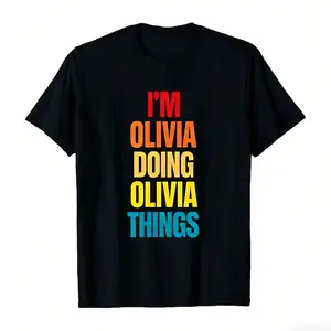 I’m Olivia, doing Olivia things. Rainbow gradient stack for a playful, standout streetwear look. For Men Women White Text Print, Machine Washable Humorous Gift for Men y2k  outfits  men time  tee  shirt  double print  Vintage Metalcore Tshirt