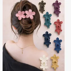 9Pcs Flower Flat Hair Clips for Women Matte Flat Hair Claw French Alligator Clips Non-Slip Cute Duck Billed Flat Claw Clips for Thick Hair Girls