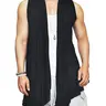COOFANDY Men's Ruffle Shawl Collar Cardigan Sleeveless Open Front Sleeveless Kimono Vest