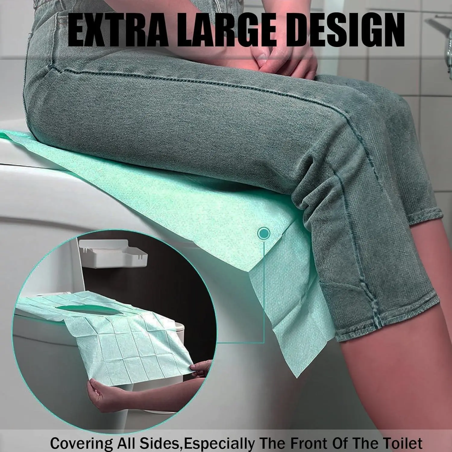 Disposable Tear-Free Toilet Seat Covers, 30 Packs of 16x24in Waterproof Non-Slip Cushions, Individually Packaged Portable Design for Adults, Hygienic Bathroom Essential for Public Toilets & Travel, Toilet Accessories Cover