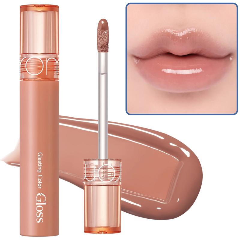 rom&nd Glasting Color Gloss 02 Nutty Vague - Moisturizing Plumping Glow Lip Gloss - Authentic Korean K-Beauty Makeup 4g, romand