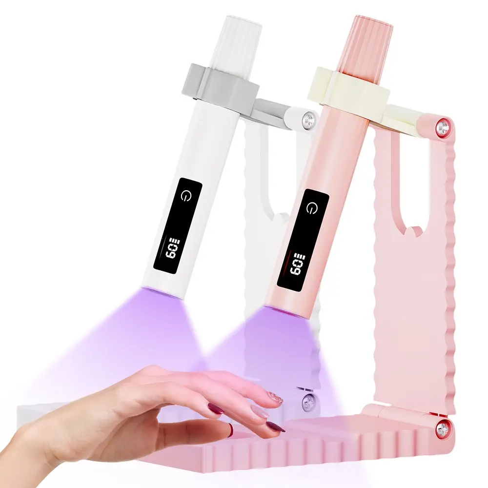 UV Nail Light Nail Curing Light Handheld Nail Lamp Led Manicure Lamp with Timer, Adjustable Stand and LED Indicator, Rechargeable Nail Dryer, Gel Polish Dryer for Fast Drying, Gel Nails