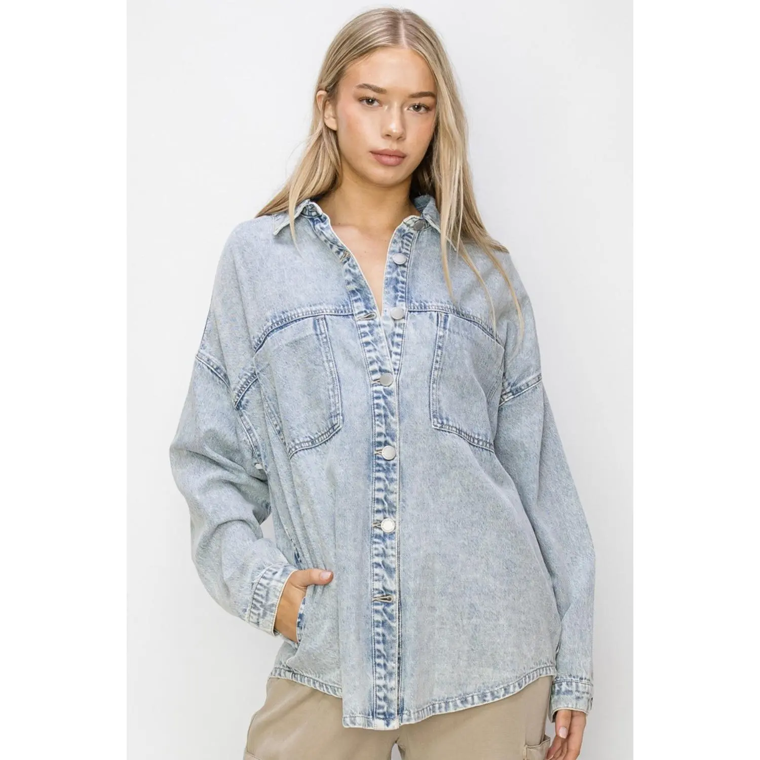 RISEN Button Up Long Sleeve Shacket