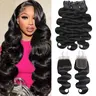 [15A Bundles With Closure] Ishow Body Wave Bundles With Lace Closure 30inch Salon Quality Brazilian Virgin Bundles 100% Human Hair Natural Color 2*6/4*4 Lace Closure With Human Hair Bundles