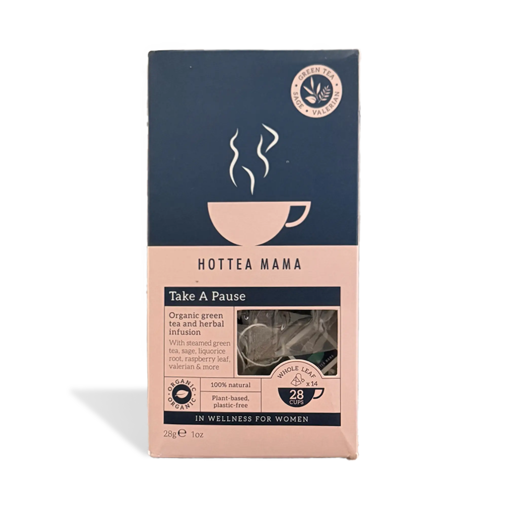 HotTea Mama Organic Take A Pause Menopause Tea - 100% Natural, Whole Leaf Blend with Raspberry Leaf & Ginseng for Hot Flashes & Mood Support - Beverage