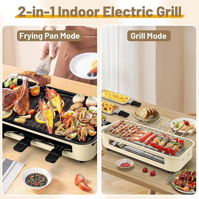 Halloween Festival Warm-up AORAN 1800W Indoor Electric Smokeless BBQ Grill with Non-Stick Coating, Perfect for Home Korean BBQ and Multi-Function Cooking Stainless Steel Grilling Universal Griddle