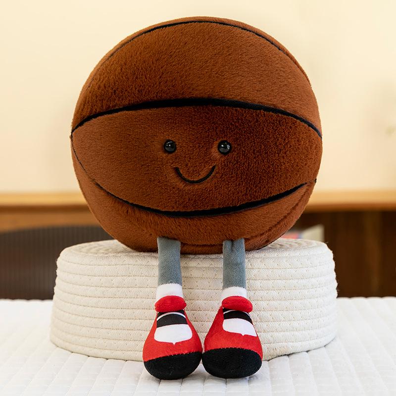 Creative plush toys with legs (11 inches), such as soccer balls and basketballs, are fun and make the perfect Christmas gift.