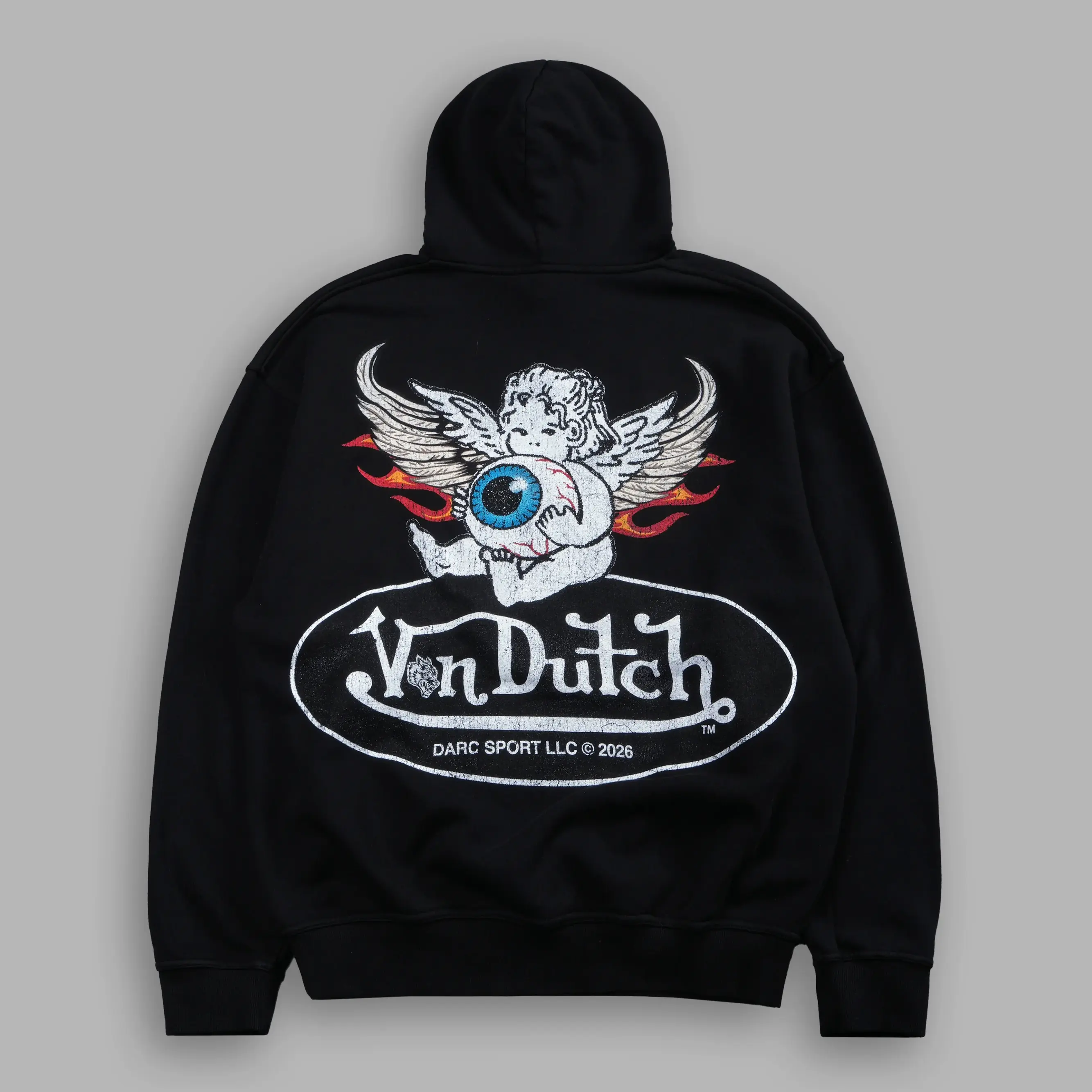 Angel Eyeball Hoodie, Y2K Gothic Graphic Pullover, Vintage Tattoo Style Streetwear Sweatshirt, Retro 2000s Fashion Gift