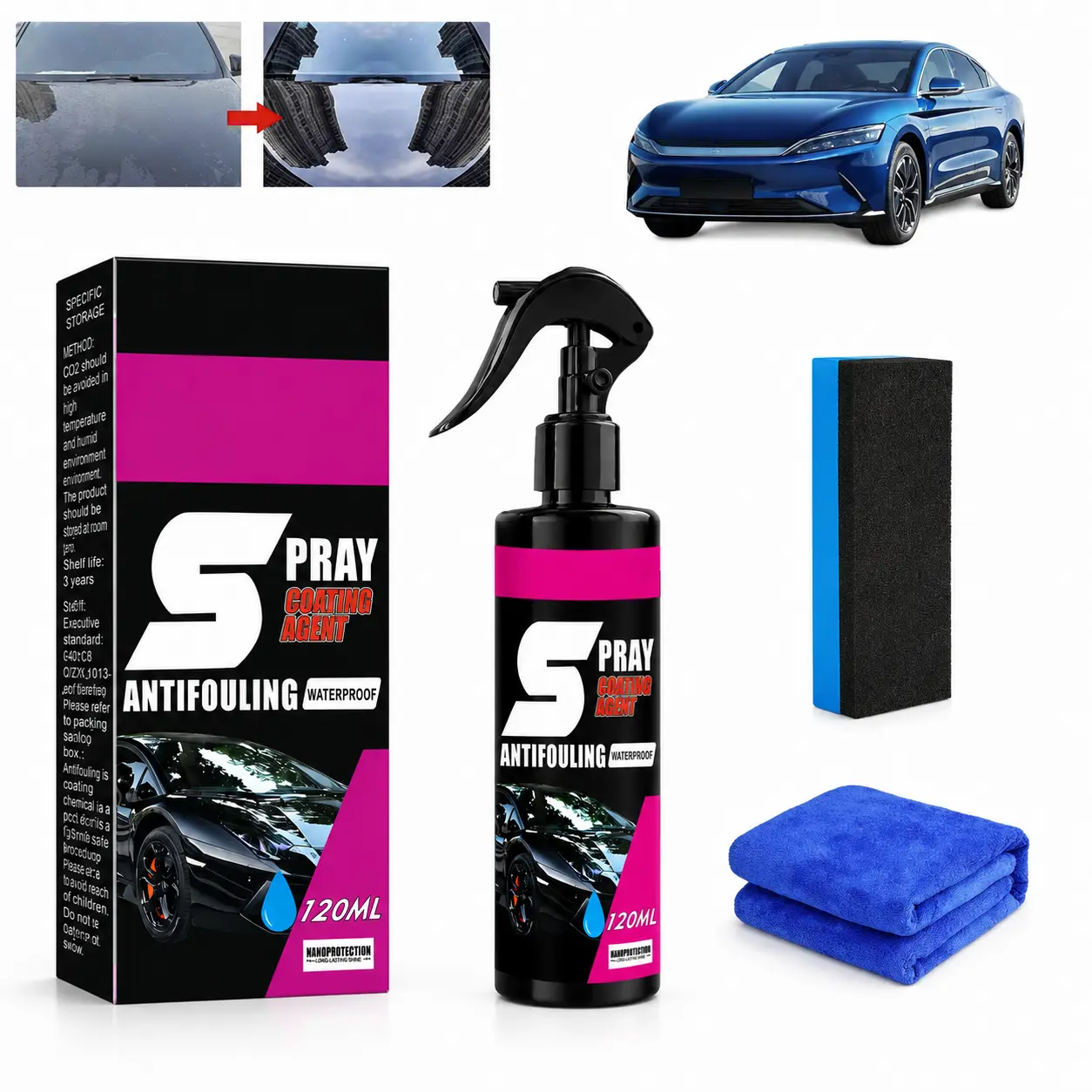 All-in-One Nano Ceramic Car Spray Paint Coating Wax Agent, Car Paint Plastic Trim Waterless Washing Maintenance, Fast Shine Polishing Care Solution, Labor-Saving Hydrophobic Scratch Resistant Auto Beauty Product